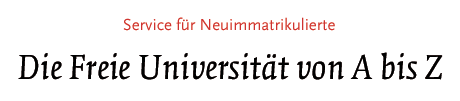 Service für Neuimmatrikulierte