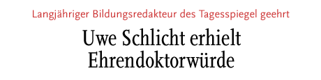 [Uwe Schlicht erhielt Ehrendoktorwürde]