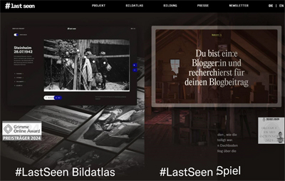 Bildschirmfoto der Homepage von #LastSeen
