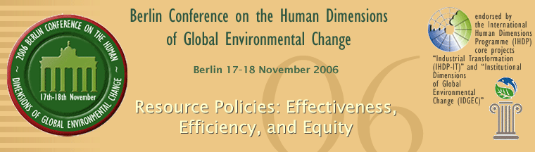 2006 Berlin Conference on the Human Dimensions of Global Environmental Change 17-18 of November