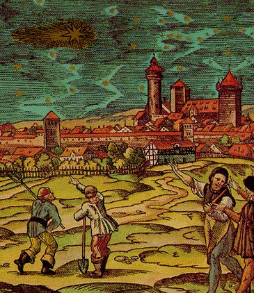 Der Komet von 1577 ueber Nuernberg von einem Lebkuchenkarton (E. Otto Schmidt)