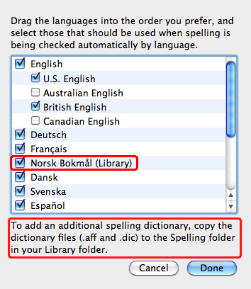 screen shot of the new spelling options in the text part of System Preferences