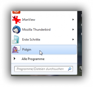 Pidgin via Startmenü