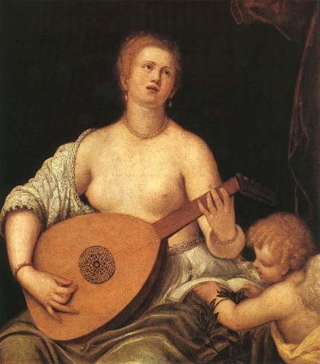 Parrasio Micheli: The Lute-playing  Venus with Cupido; nach 1550; Museum of Fine Arts, Budapest