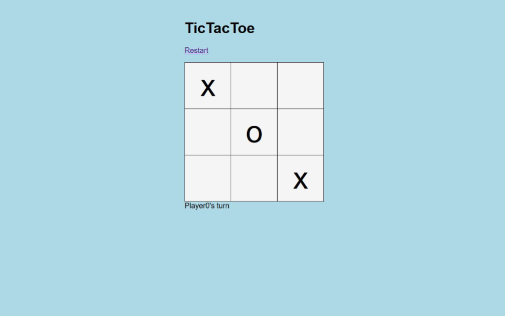 Screenshot vom Tic-Tac-Toe-Spiel