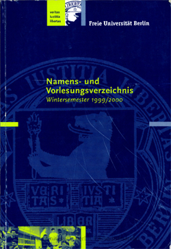 Buchcover des Vorlesungsverzeichnisses f&uuml;r das Wintersemester 1999/2000