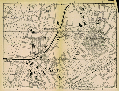 Plan mit den Standorten der FU-Geb&auml;ude