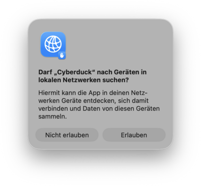 Cyberduck - Suche im lokalen Netzwerk