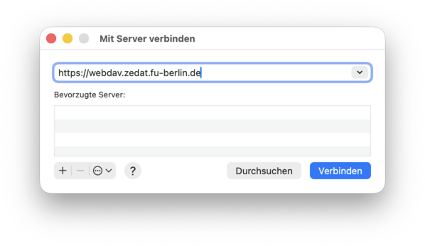 Finder - WebDAV-Adresse eingeben