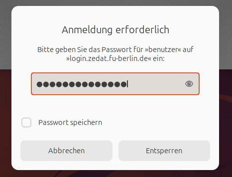 Gnome Dateimanager - Passwortabfrage