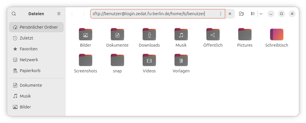 Gnome Dateimanager - Adresseingabe