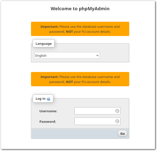 phpMAdmin Webinterface